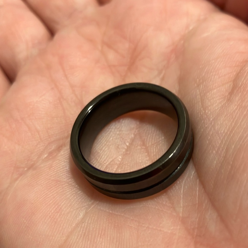 Mens Dark Silver Tungsten‎ Ring Wedding Band Size 9